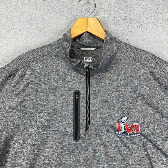 Super Bowl LVI Mens Pullover Sweatshirt 2XL Grey Salt Pepper Cutter Buck DryTec